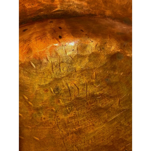 1945 Armenac Hairenian "Arts & Crafts" Style Copper Hammered Charger For Sale - Image 4 of 5