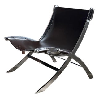 Vintage Chrome Scissor Chairs Attributed to Antonio Citterio For Sale