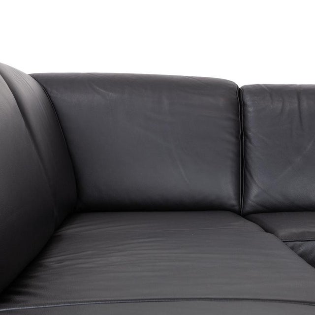 Leather Corner Black Sofa with Manual Function by Ewald Schillig For Sale - Image 5 of 17