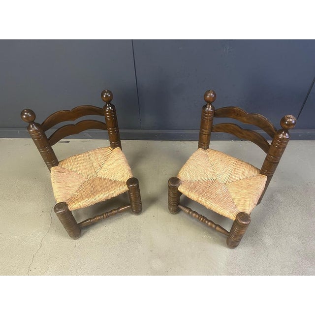 Brutalist Children's Chairs attributed to Charles Dudouyt, 1960s, Set of 2 For Sale - Image 6 of 8