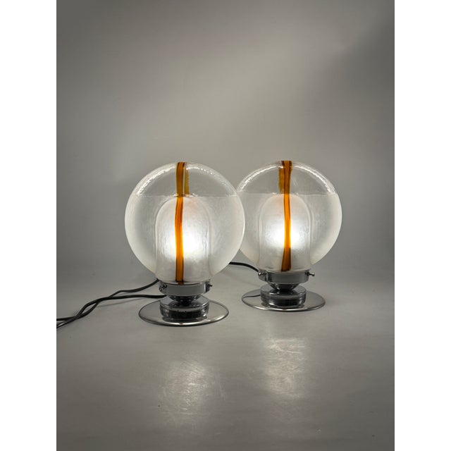 1970s Toni Zuccheri, Murano Blown Glass Lamps, Mazzega, Murano Italy - Set of 2 For Sale - Image 12 of 13