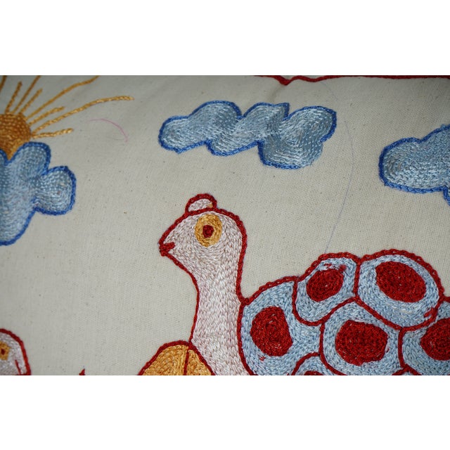 Embroidered Turtle Suzani Pillow Cover - A Pair For Sale - Image 4 of 6