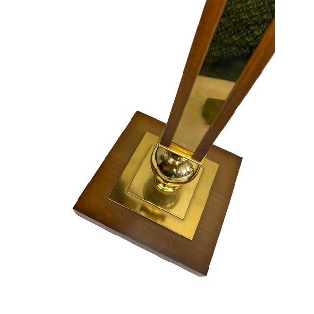 Wood Vintage Wood and Brass Table Lamps by Temde Leuchten, 1970s, Set of 2 For Sale - Image 7 of 13