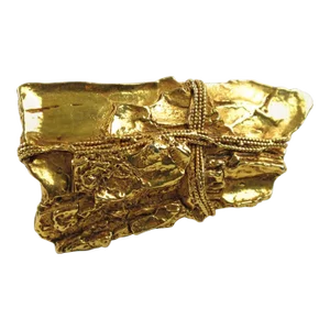 Kalinger Paris Gilt Metal Coated Resin Pin Brooch Piece of Driftwood