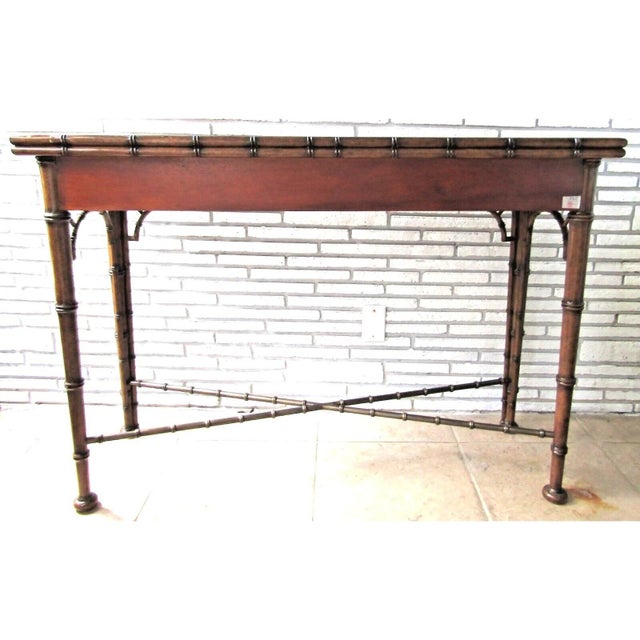 Wood Theodore Alexander Mahogany Edwardian Bamboo Console Table Indochine 5300-138 For Sale - Image 7 of 12