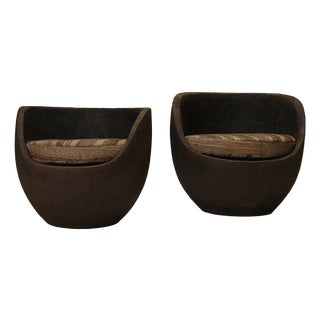 Mid-Century Hand-Carved Lounge Chairs, 1950, Set of 2 For Sale