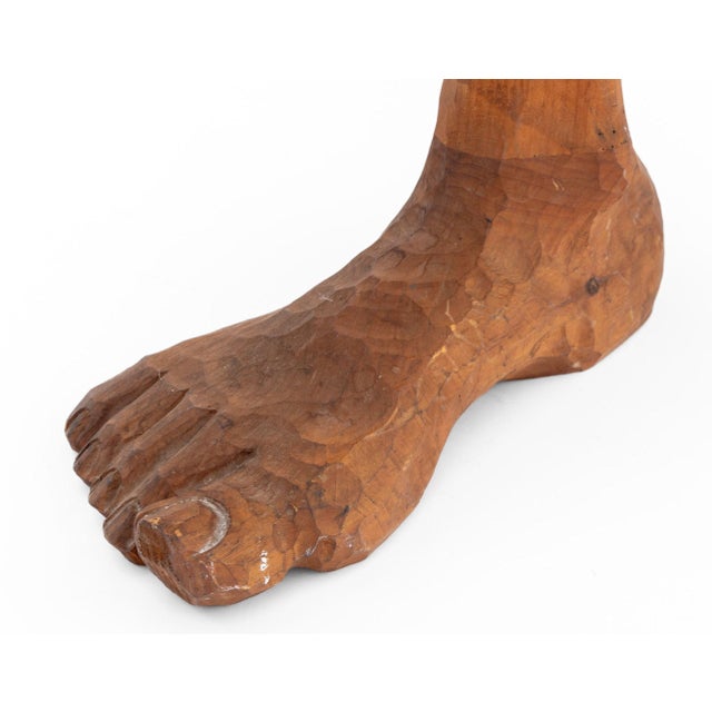 Late 20th Century Folk Art Carved Wood "Foot" Stool For Sale In New York - Image 6 of 9