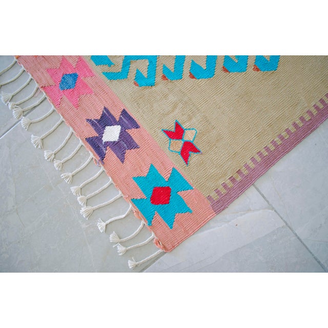 Handmade Silk Flatweave Turkish Kilim Stair Runner Rug Gallery Runner - 3′1″ X 25′2″ For Sale - Image 17 of 17