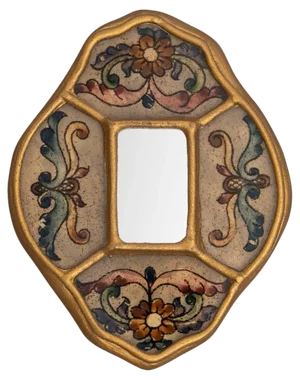 Mid-Century Peruvian Hand-Painted Wooden Wall Mirror, 1960s