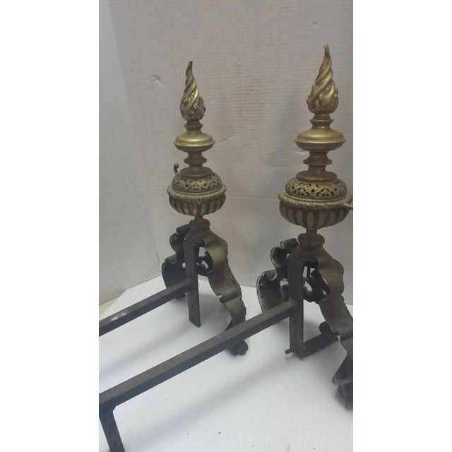 French Brass Andirons - A Pair For Sale - Image 9 of 13