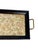 Wood Antique English Glass Top Wood Tray With Brass Handles and Brocade Fabric For Sale - Image 7 of 16