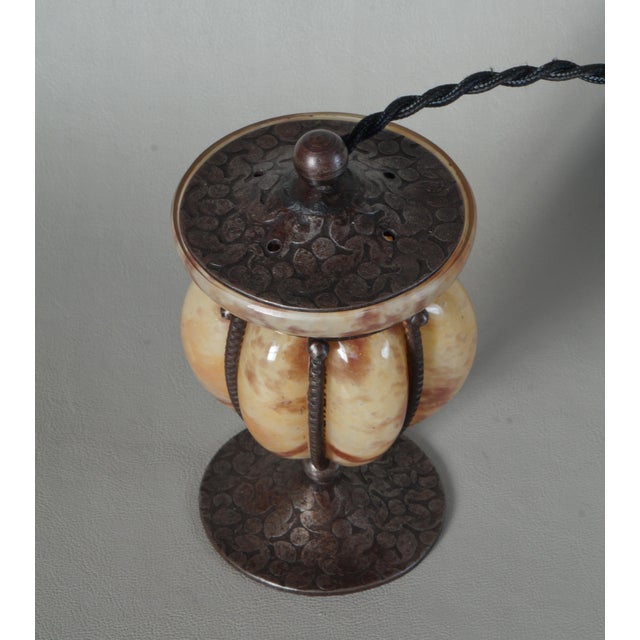 Antique White Tiny French Art Deco Night Lamp by André Delatte - 1920s France For Sale - Image 8 of 13