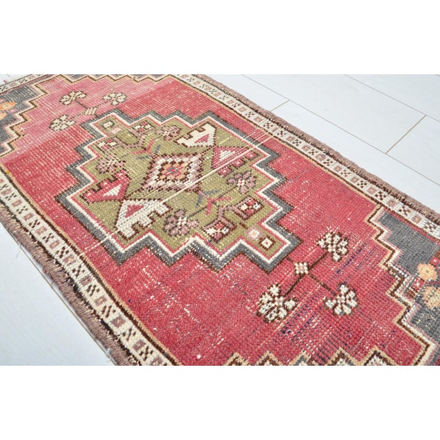Vintage Small Turkish Door Mat Rug For Sale - Image 4 of 5