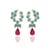 Art Deco 10.04 Ct Emerald & Diamond 14k Solid Gold Paisley Earrings With Dangling Ruby- A Pair For Sale - Image 3 of 8