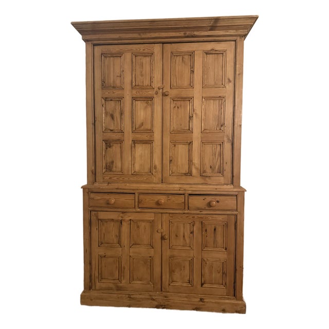 Late 20th Century European-Style Pine Linen Press / Armoire For Sale