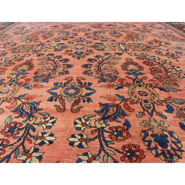 Textile Keivan Woven Arts, Large Antique Persian Lilihan Rug in Salmon, Blue, Green, Yellow & Rust Colors 11'1 X 17'2 For Sale - Image 7 of 12
