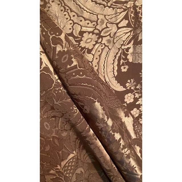 Italian Damask Silk Fabric Brown and Gold 1 Yard For Sale - Image 9 of 12