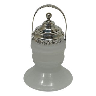 Opaline Glass and Silver Matchbox or Jar, 19th Century For Sale