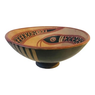 Vintage Aboriginal Snake Motif Pottery Pedestal Bowl For Sale