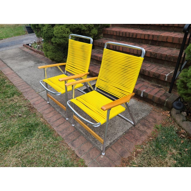 1960s Yellow Telescope Tube Furniture Company Outdoor Chairs - Set of 2 For Sale - Image 4 of 12