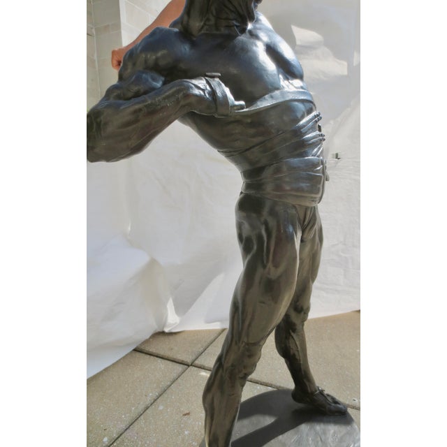 Massive Bronze Gladiator by Baucke Sculpture Signed and Dated 1910 36" Tall For Sale In New York - Image 6 of 14