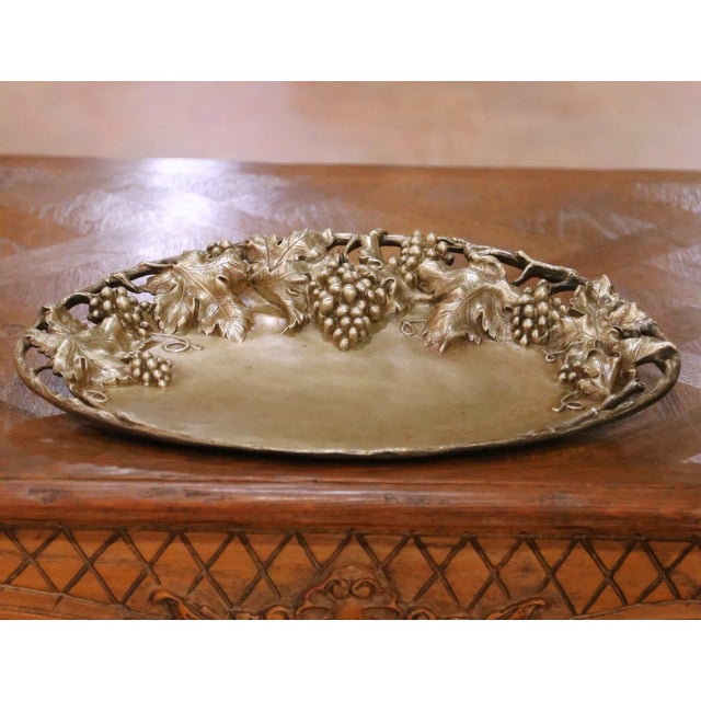 19th Century French Bronze Grape Vine Tray Vide-Poche Signed L. Buissonin For Sale - Image 4 of 9