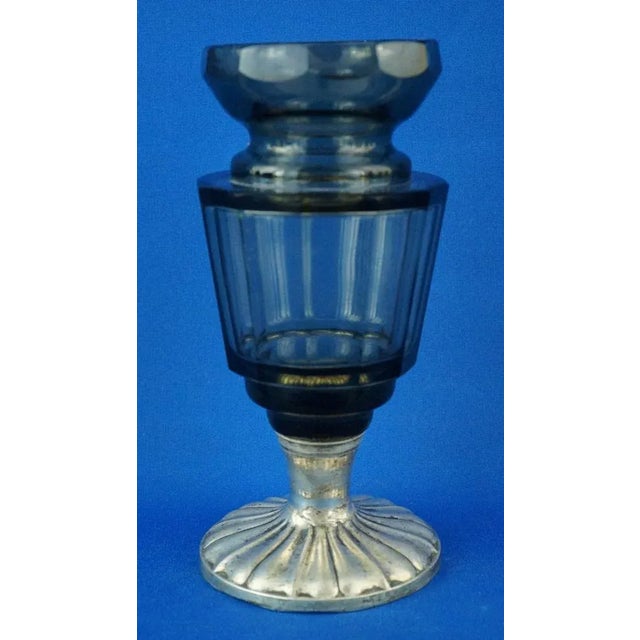 20th Century Art Nouveau Crystal Vase with 800 Silver Base attributed to the Val Saint Lambert Manufacture, Belgium, 1940s For Sale - Image 4 of 18