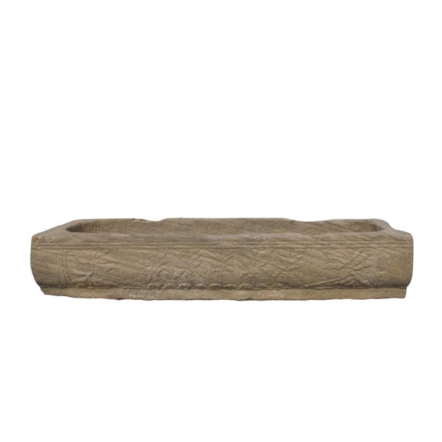 70" Inch Long Hand Chiseled Stone Trough 63 For Sale