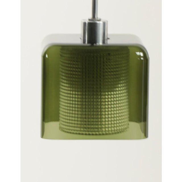 Mid 20th Century Three-Light Smoked Gray Glass and Brushed Steel Chandelier att. to Orrefores For Sale - Image 10 of 12