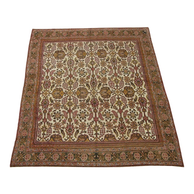 1920s Antique Indian Floral Design Rug For Sale