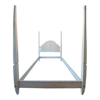 Swedish Country Coastal Queen Poster Bed by Ethan Allen For Sale