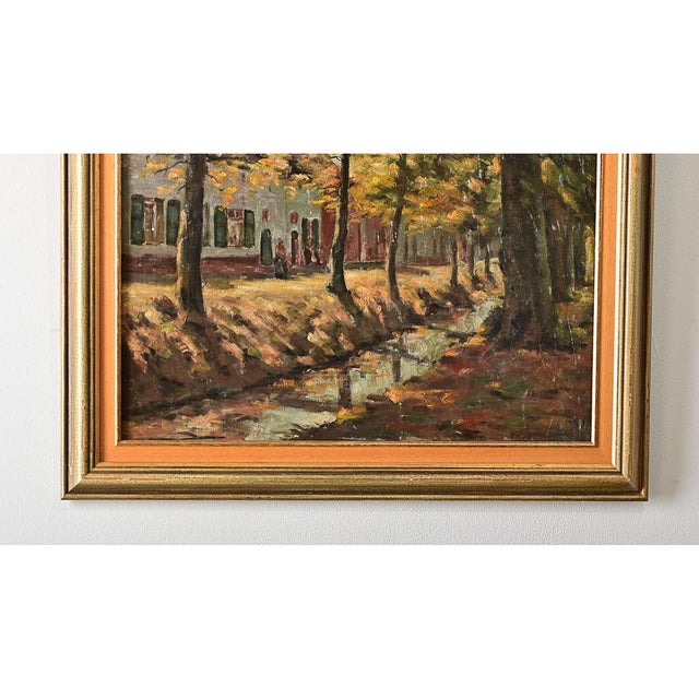 French French Vintage Framed Autumn Landscape Painting For Sale - Image 3 of 8