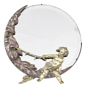 Vintage Art Deco Bronze and Brass Table Mirror, 1920