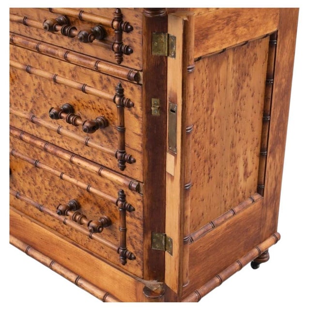 Tan French Aesthetic Faux-Bamboo Three-Drawer Chest, 19th Century For Sale - Image 8 of 11