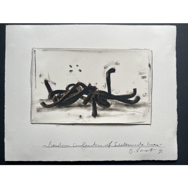 Bernard VENET Random Combination of Indeterminate Lines 1991 grease pencil and collage on paper, titled lower center,...