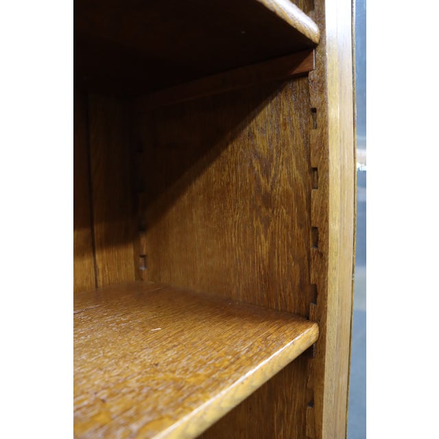 Wood Victorian Oak Two-Door Glass Bookcase With Adjustable Shelves, Circa 1900 For Sale - Image 7 of 11