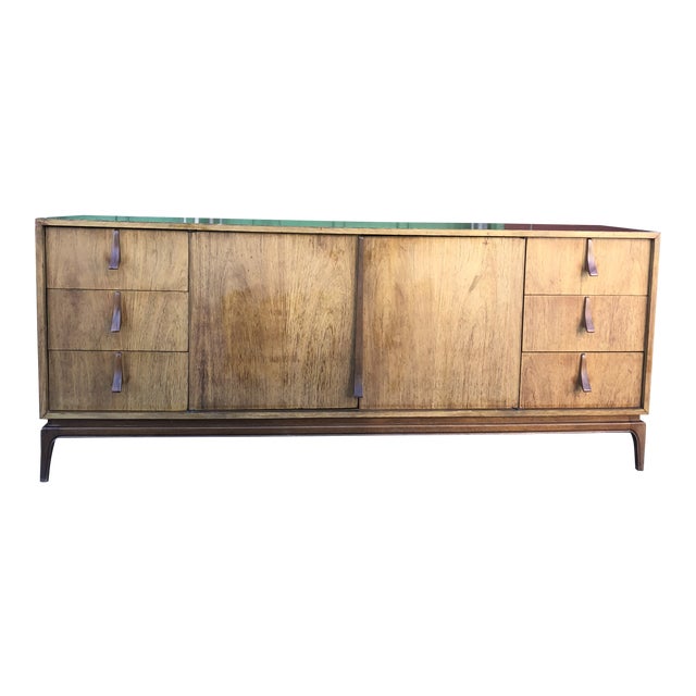 1960s Mid Century Nine Drawer Dresser With Carved Drawer Pulls