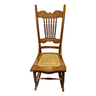 Antique Barley Twist Spindle Back Rocking Chair For Sale