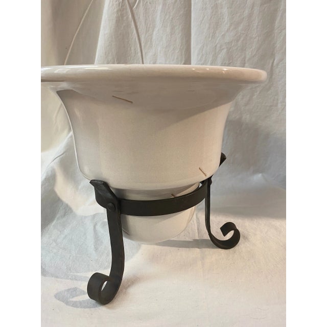 Vintage Cachepot Planter Cream Color on Metal Base For Sale In New York - Image 6 of 8