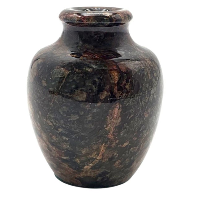 Vintage Polished Marble Stone Vase Autumn Tones Organic Modern Decorative Object 3.5" For Sale - Image 4 of 8