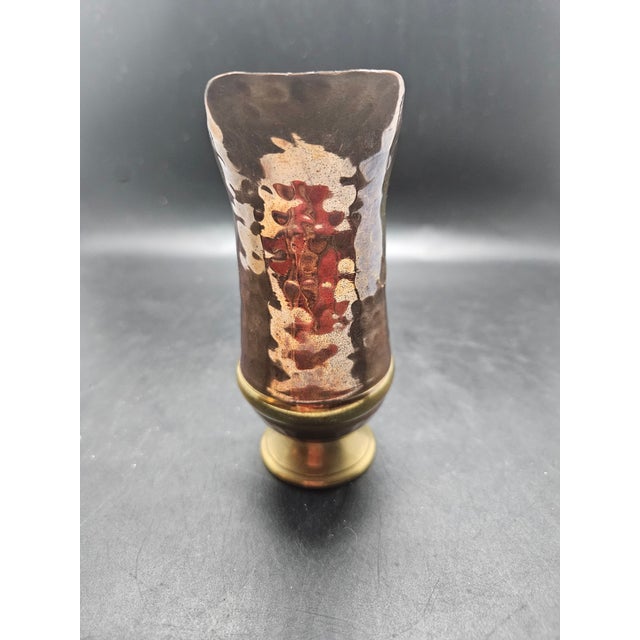 Vintage Small Brass/Copper Pitcher/Match Holder - Ccac - India With Wooden Handle