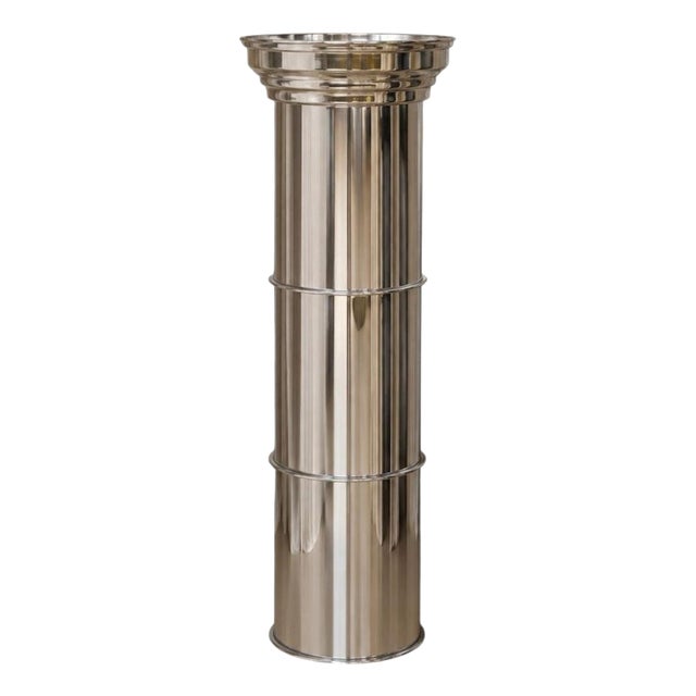 RL 11 Cylindrical Pedestal in Polished Aluminum by Caspal For Sale