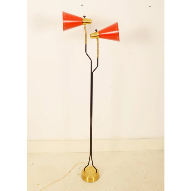 Floor Lamp in Brass & Lacquered Metal by Eskilstuna Elektro Fabriks Ab, 1960s For Sale - Image 9 of 11