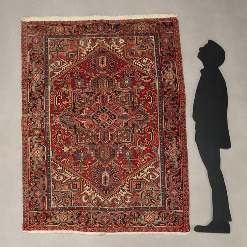 Heriz rug in cotton and wool, large knot, hand-made. This piece is attributed to the mentioned designer/maker. It has no...
