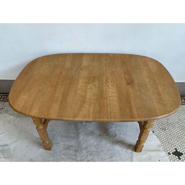 1970s Danish Brutalist Extendable Oak Dining Table in the Style of Henning Kjærnulf For Sale In Raleigh - Image 6 of 16