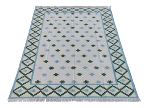 Handmade Cotton Star and Gingham Rug