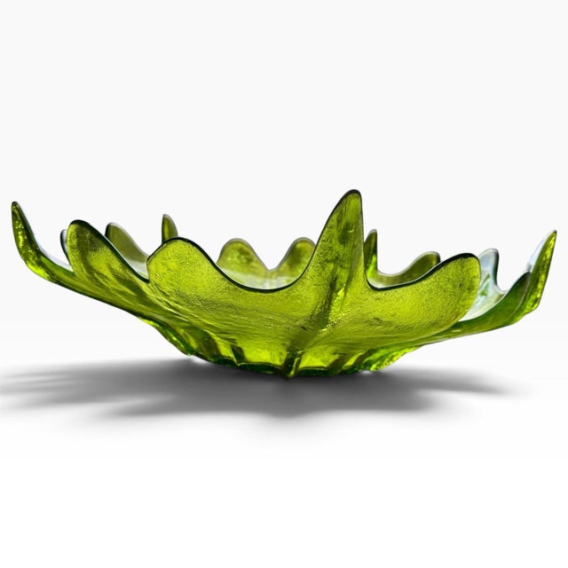 Mid 20th Century Vintage Viking Glass Epic Stockholm Green Spiked Lotus Bowl by Wayne Husted For Sale - Image 5 of 7