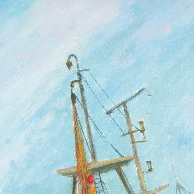 Unknown, Fishing in Rough Seas, 2000s, Oil on Canvas, Framed For Sale - Image 4 of 8