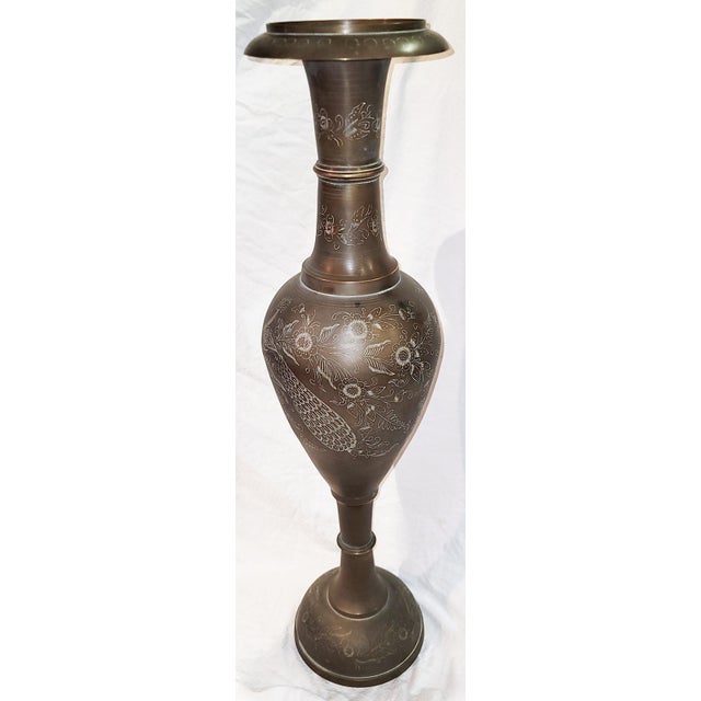 Brass 1960s Large Midcentury Kashmir Brass Vase For Sale - Image 8 of 8