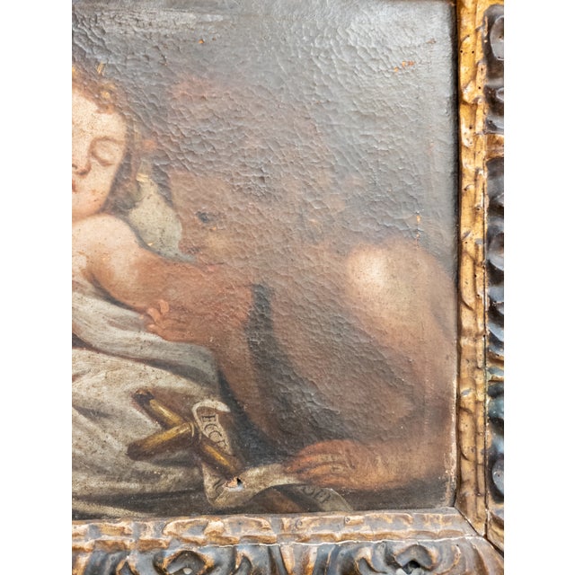 Brown 18th Century Spanish or Italian Old Master Painting of Sleeping Christ Child For Sale - Image 8 of 12